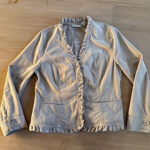 CHICOS WOMEN’S SNAKE PRINT COTTON BUSINESS CASUAL BLAZER BEIGE SZ 1 (MEDIUM)